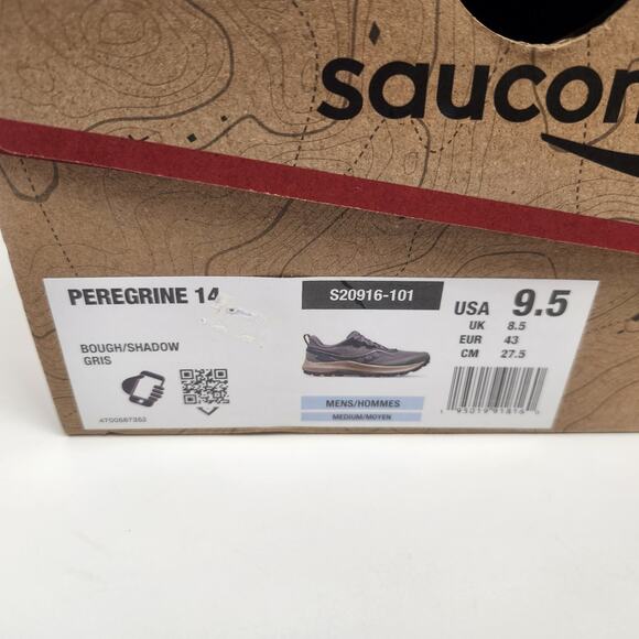 Saucony Peregrine 14 Sneaker Men Size 9.5 in Bough Shadow Gray Trail Running NWT